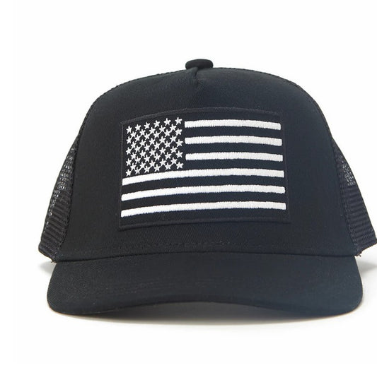 USA Flag Black Mesh Kids Trucker Hat