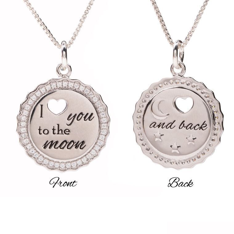 Sterling Silver I Love You to the Moon and Back Necklace