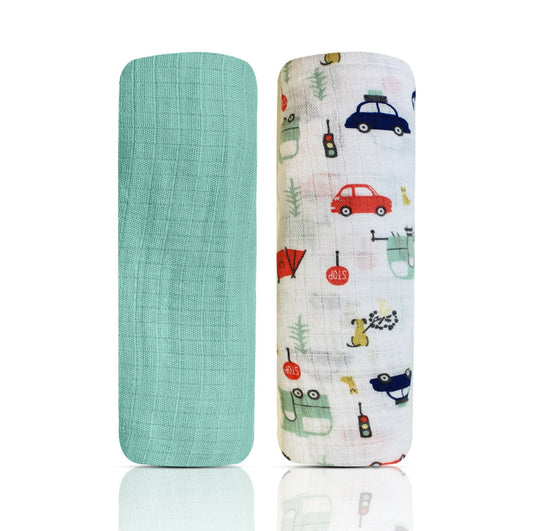 2 Pack Muslin Swaddle Blankets - Camping