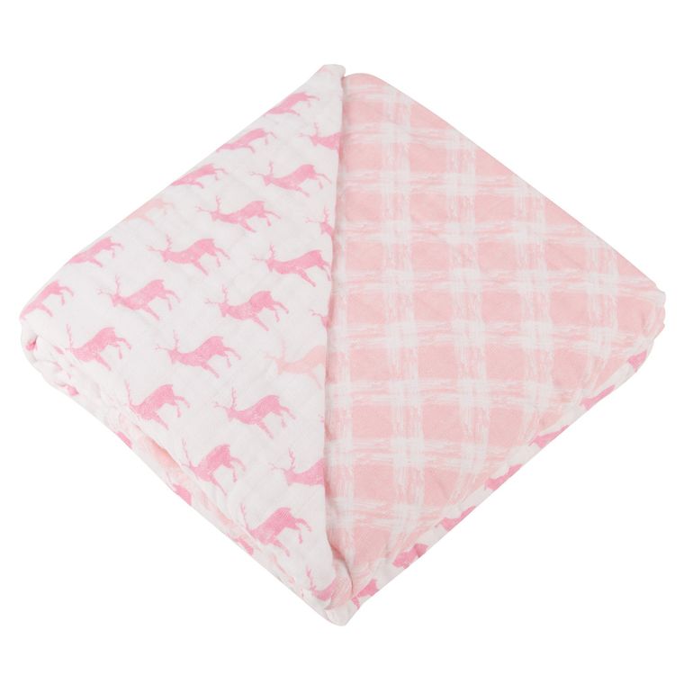 Pink Deer Muslin Blanket
