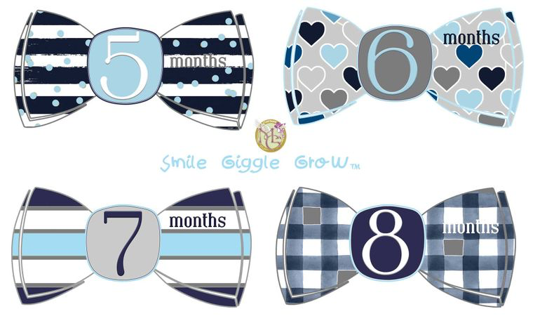 Baby Boy Milestones Month Stickers - Bowties
