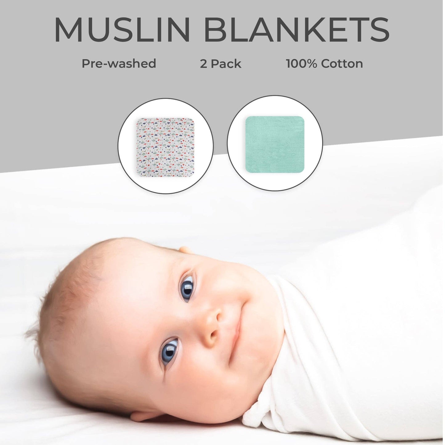 2 Pack Muslin Swaddle Blankets - Camping