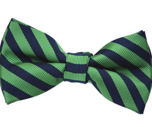 Navy and Green Striped Bow Tie