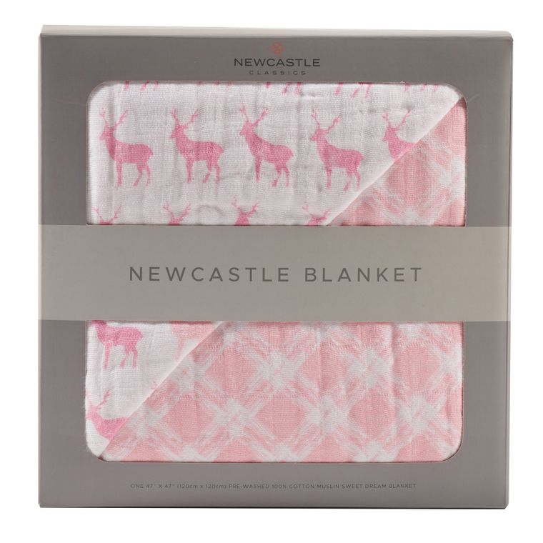 Pink Deer Muslin Blanket