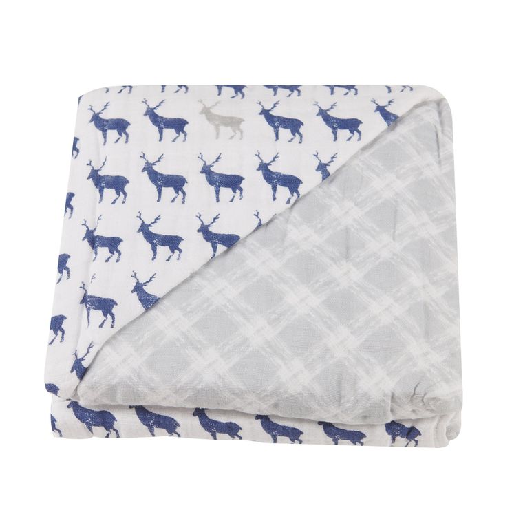 Blue Deer Muslin Blanket